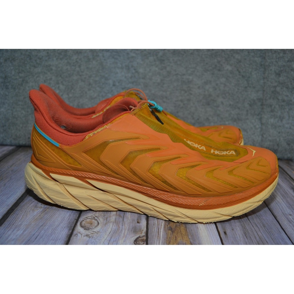Hoka One One Project Clifton Shoes‎ Mens 12 Orange Running Sneakers 1127924 DSBO